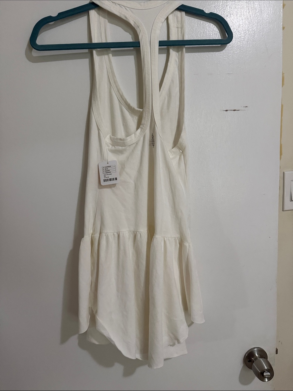 Cream Ruffle Hem Racerback dress - Picture 3 of 3